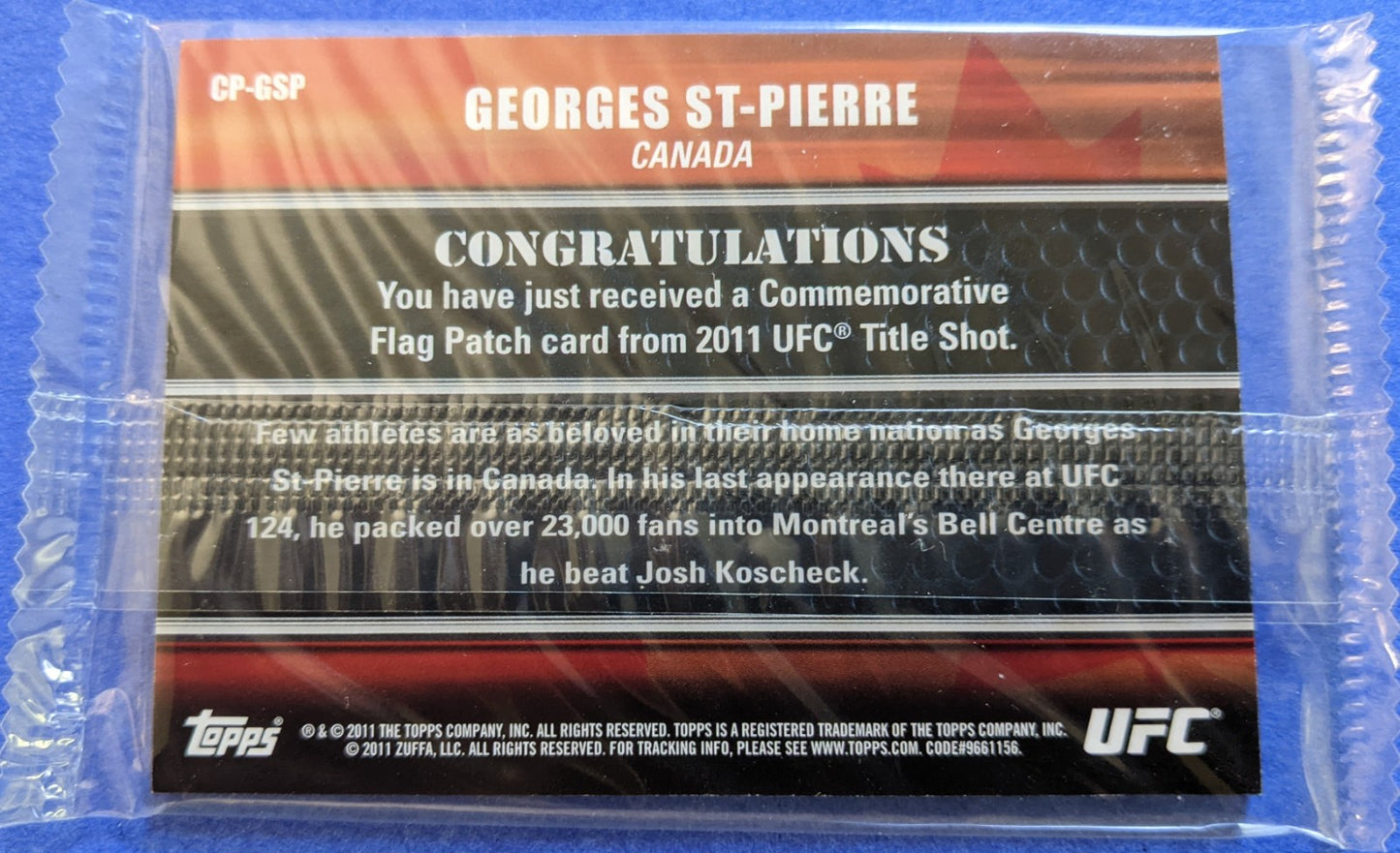 2011 Topps UFC Title Shot - Georges St. Pierre Flag Patch #CP-GSP