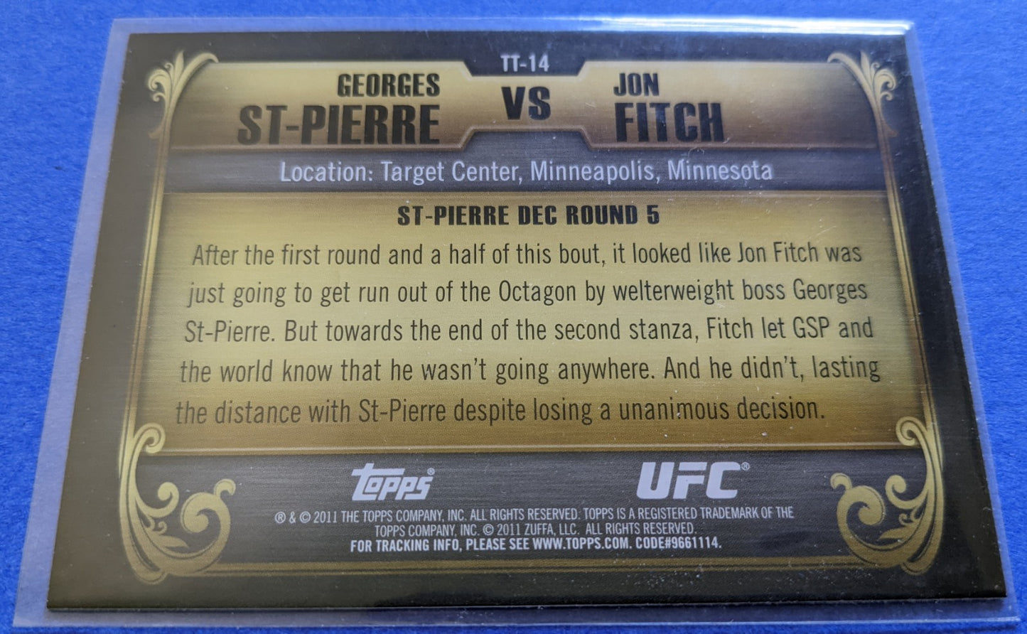 2011 Topps UFC Title Shot Top 10 Title Fights - St. Pierre vs. Fitch #TT-14