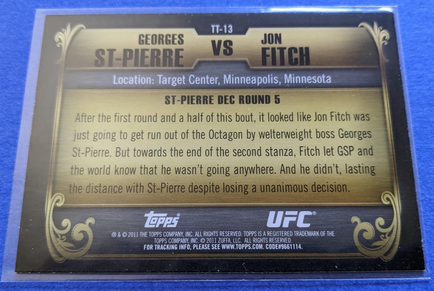 2011 Topps UFC Title Shot Top 10 Title Fights - St. Pierre vs. Fitch #TT-13