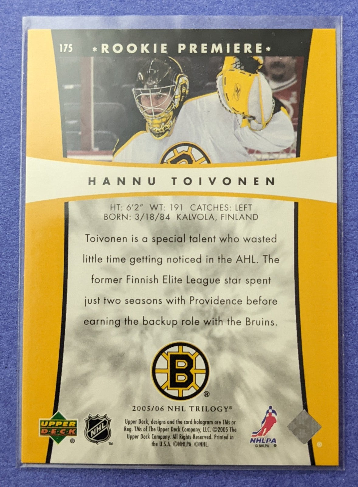 2005-06 Upper Deck Trilogy Rookie Premiere - Hannu Toivonen RC #175 (119/999)