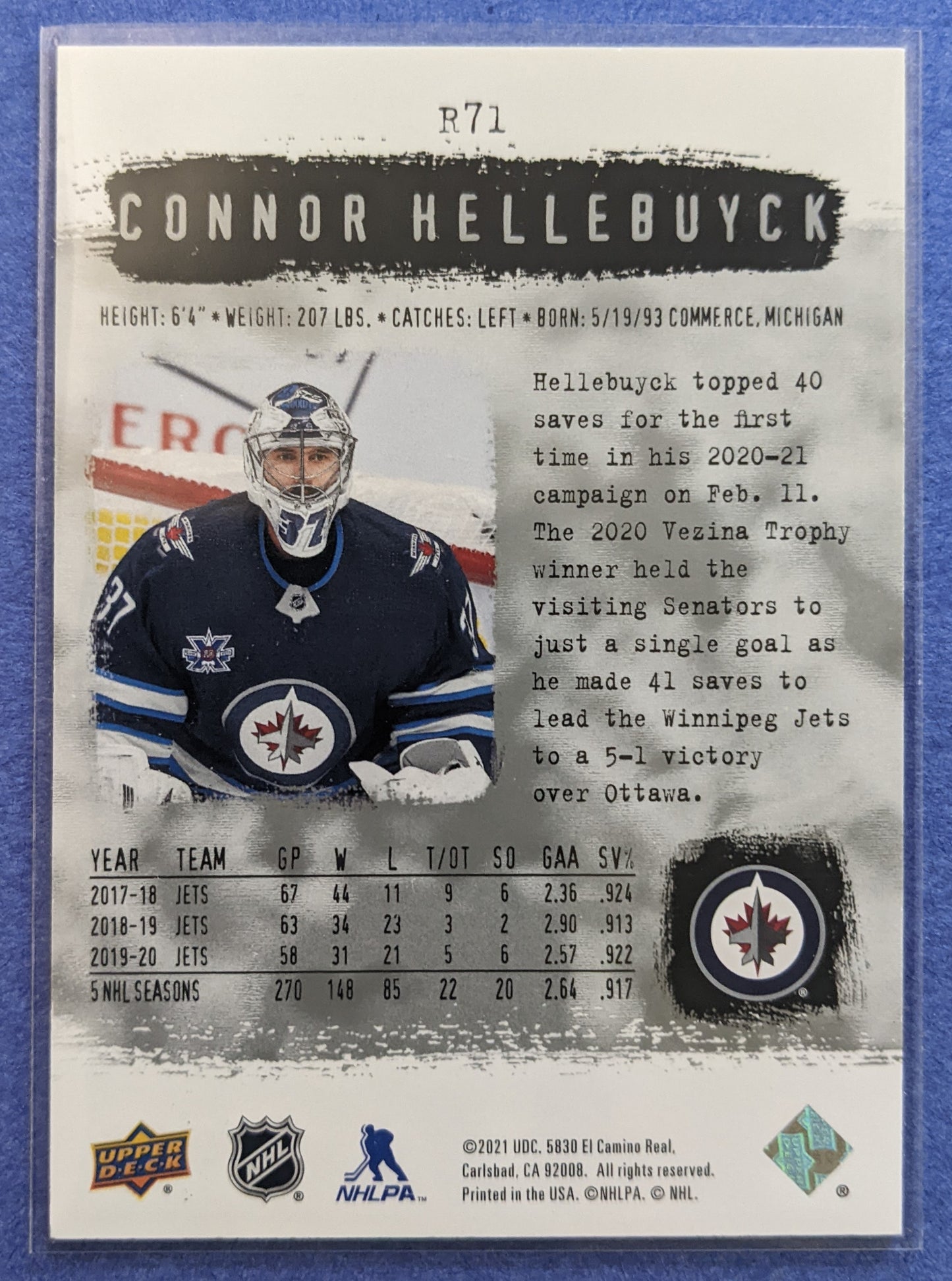 2020-21 SP Authentic Retro - Connor Hellebuyck #R-71