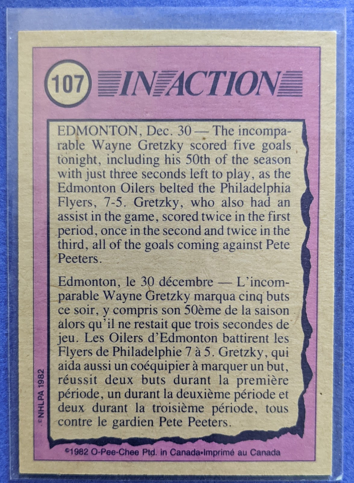 1982-83 O-Pee-Chee In Action - Wayne Gretzky #107