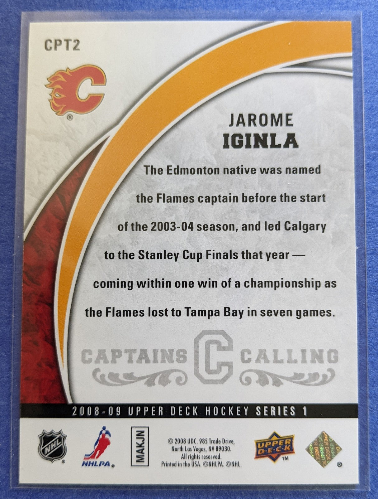 2008-09 Upper Deck Captains Calling - Jarome Iginla #CPT2