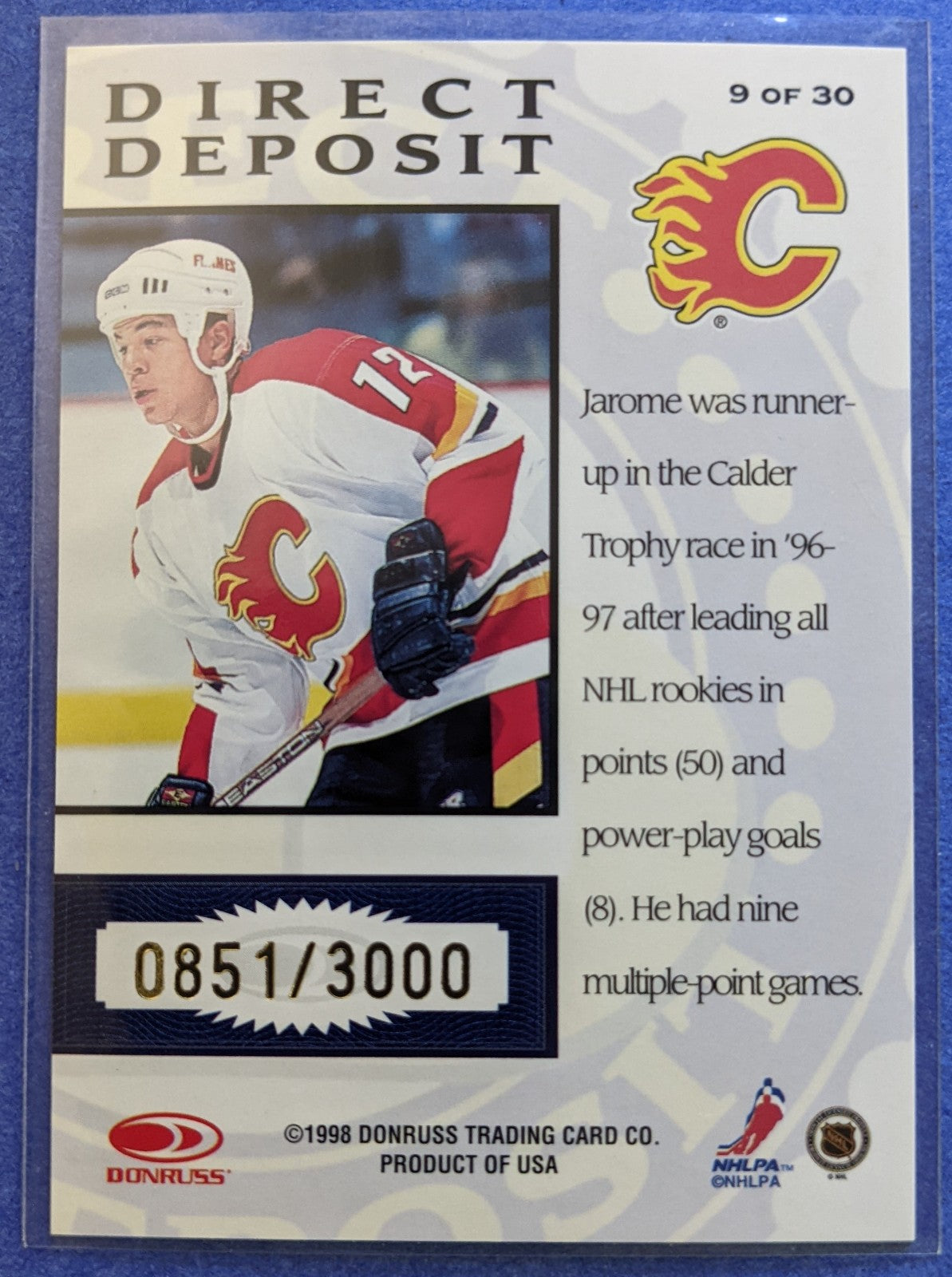 1997-98 Donruss Priority Direct Deposit - Jarome Iginla #9 (0851/3000)