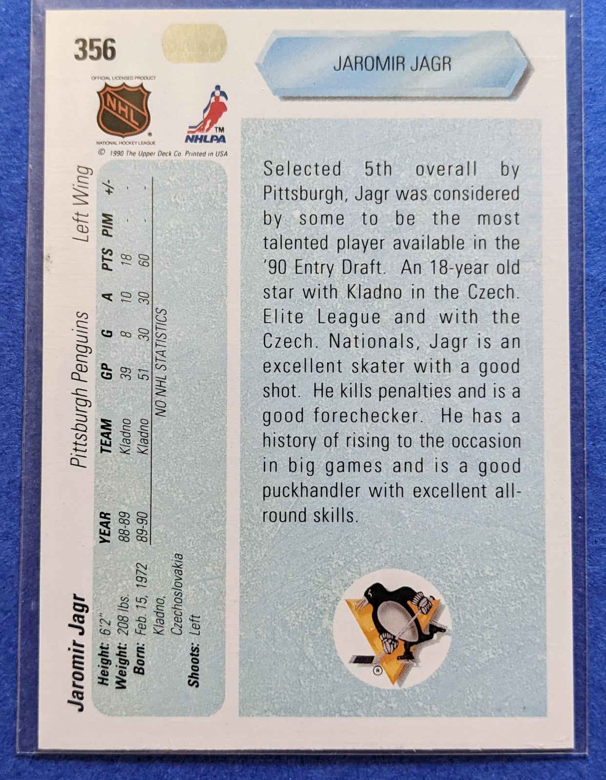 1990-91 Upper Deck - Jaromir Jagr R.C. #356