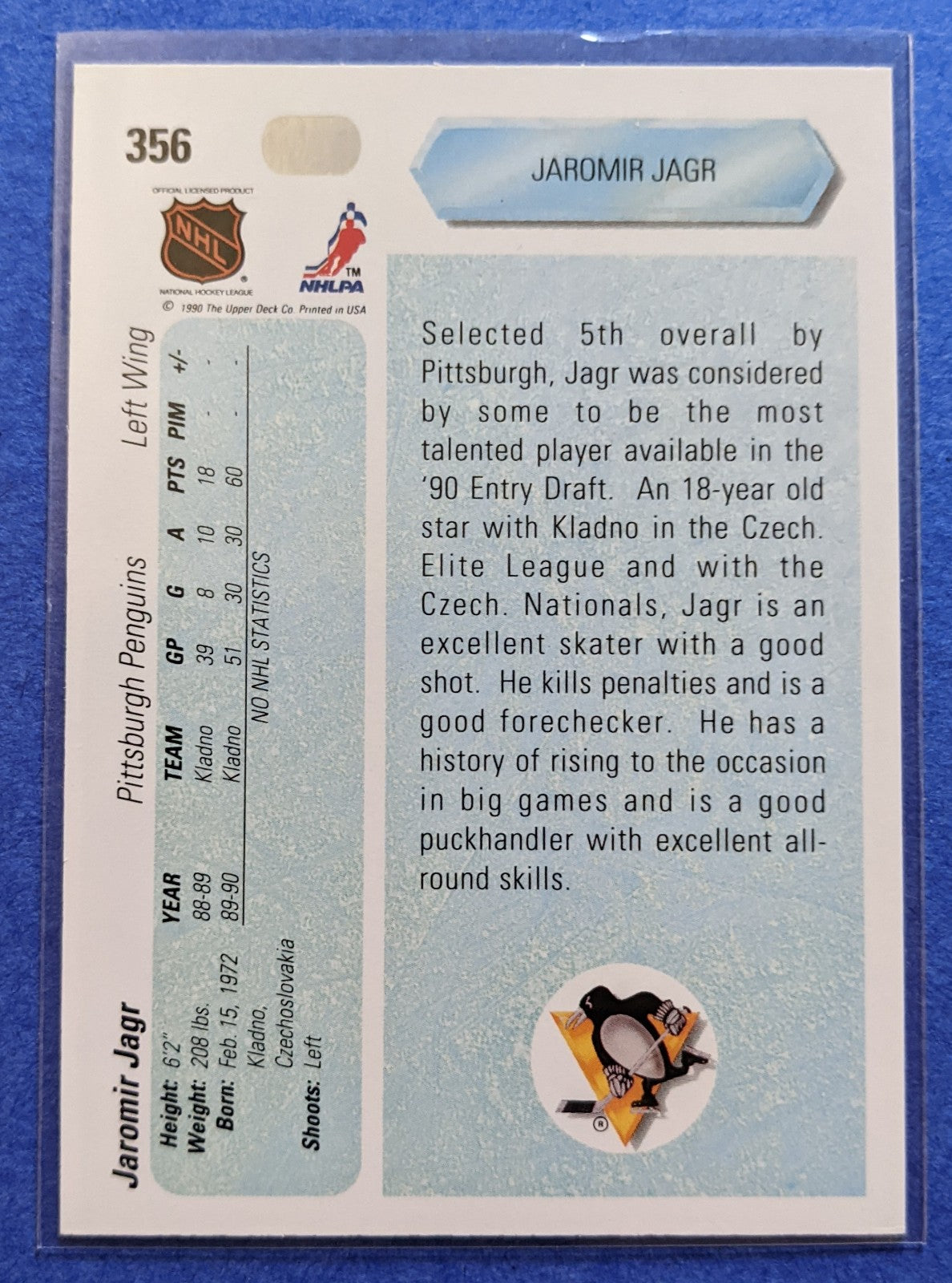 1990-91 Upper Deck - Jaromir Jagr RC #356