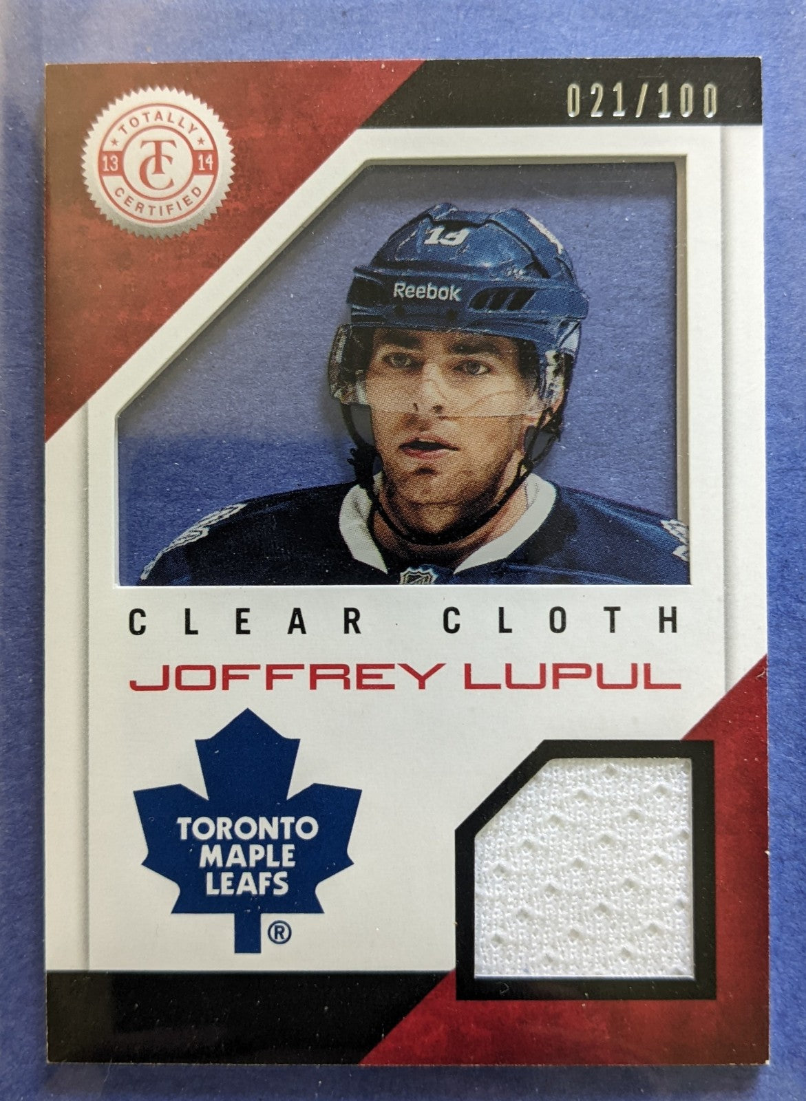 2013-14 Totally Certified Clear Cloth - Joffrey Lupul #CL-JLU (021/100)