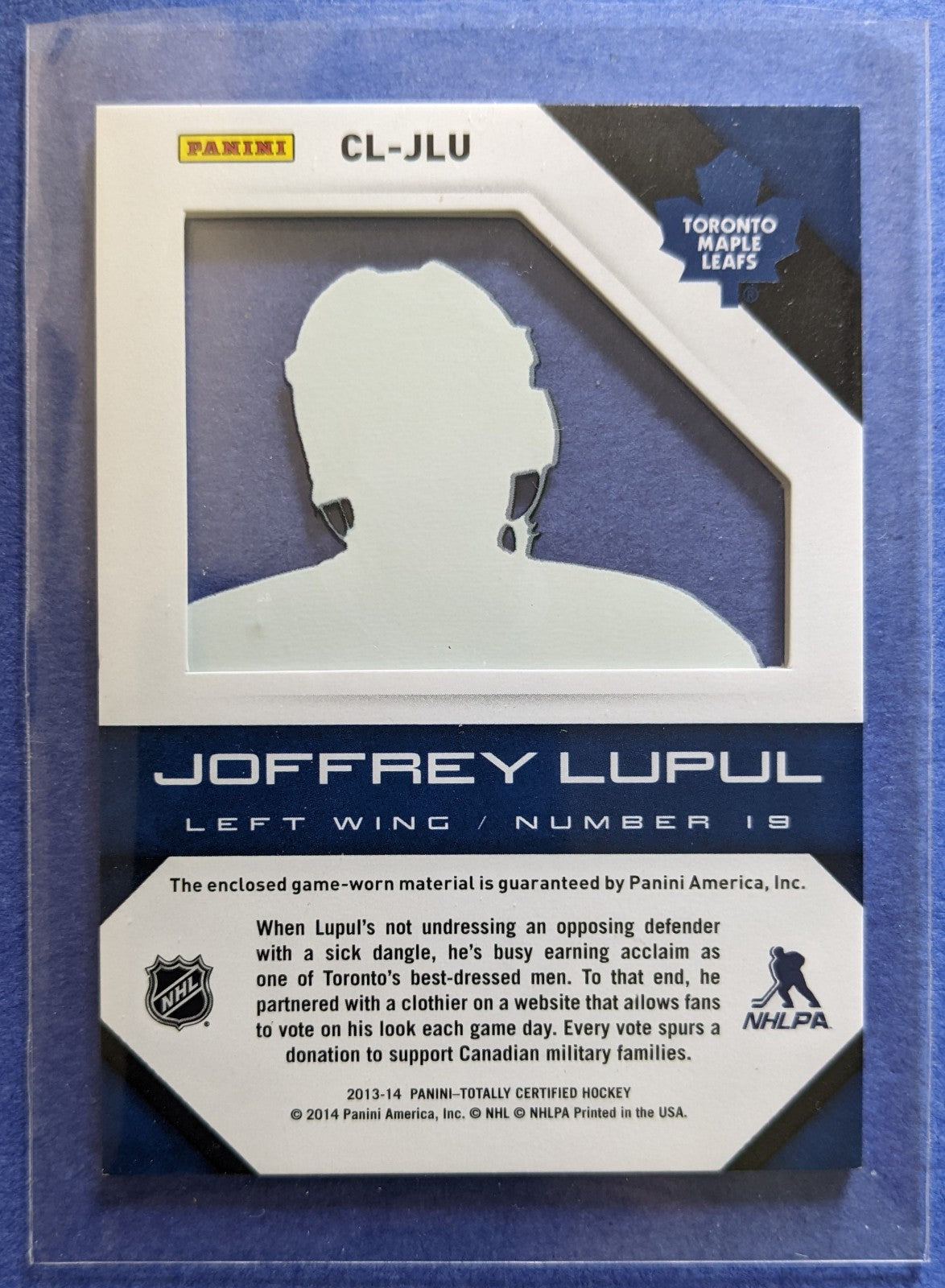 2013-14 Totally Certified Clear Cloth - Joffrey Lupul #CL-JLU (021/100)