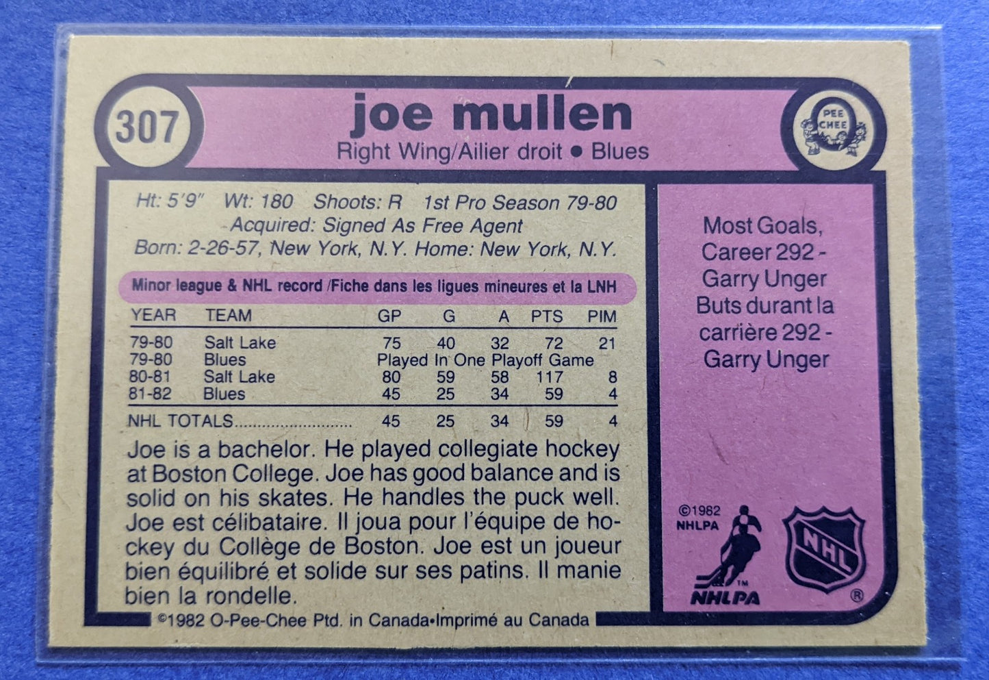 1982-83 O-Pee-Chee - Joe Mullen RC #307