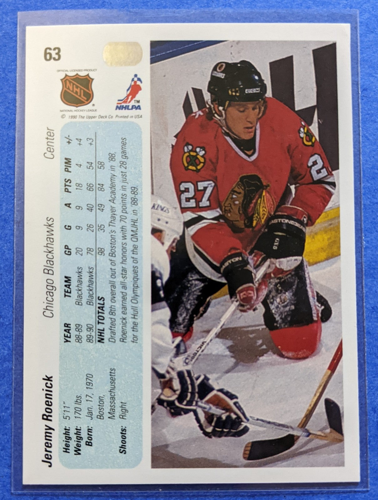 1990-91 Upper Deck - Jeremy Roenick RC #63