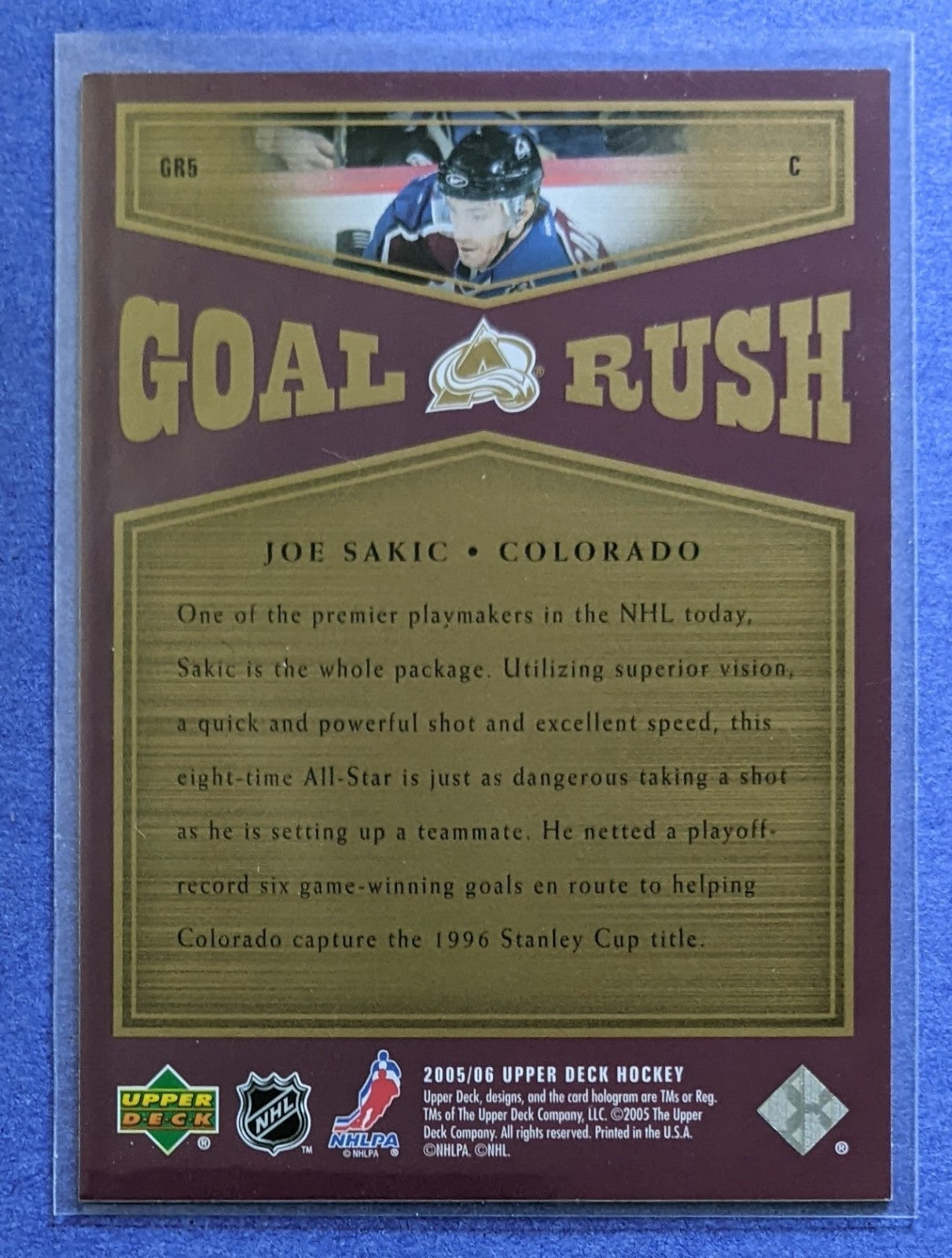 2005-06 Upper Deck Goal Rush - Joe Sakic #GR5