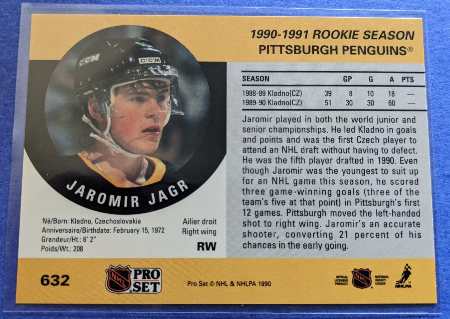 1990-91 Pro Set - Jaromir Jagr RC #632