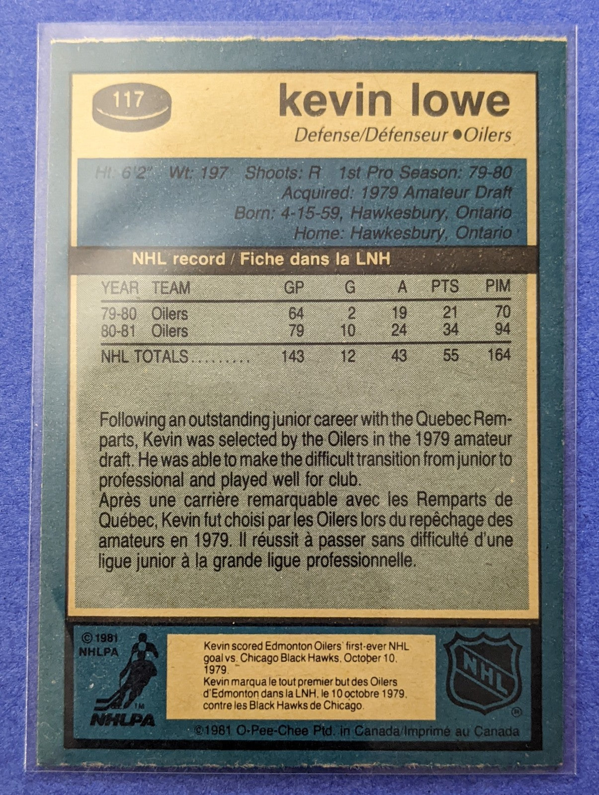 1981-82 O-Pee-Chee - Kevin Lowe RC #117