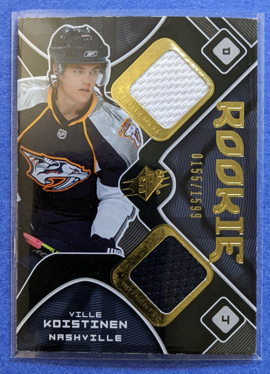 2007-08 Upper Deck SPx Dual Rookie Jersey - Ville Koistinen #194 (0155/1599)