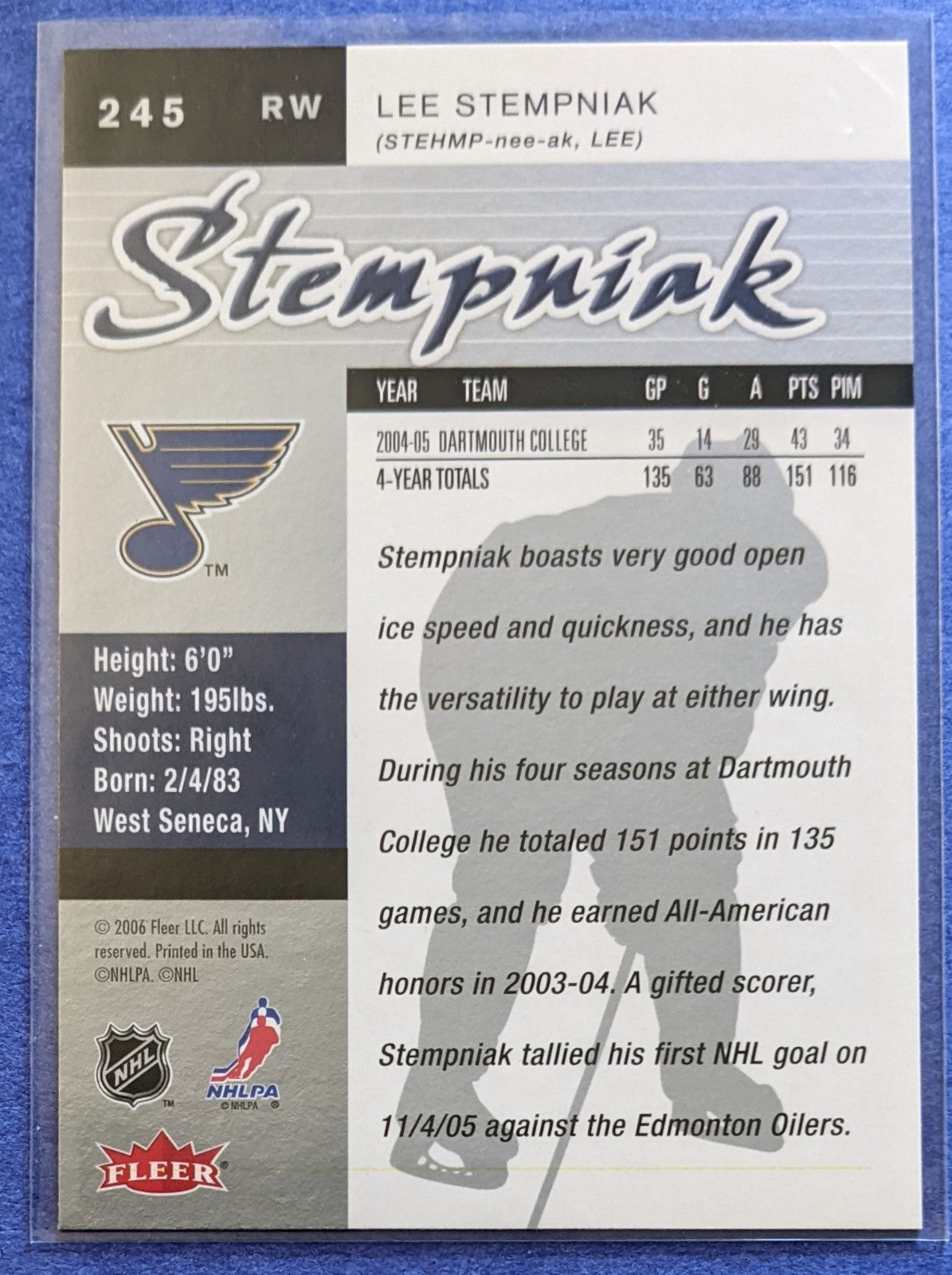 2005-06 Fleer Ultra - Lee Stempniak RC #245