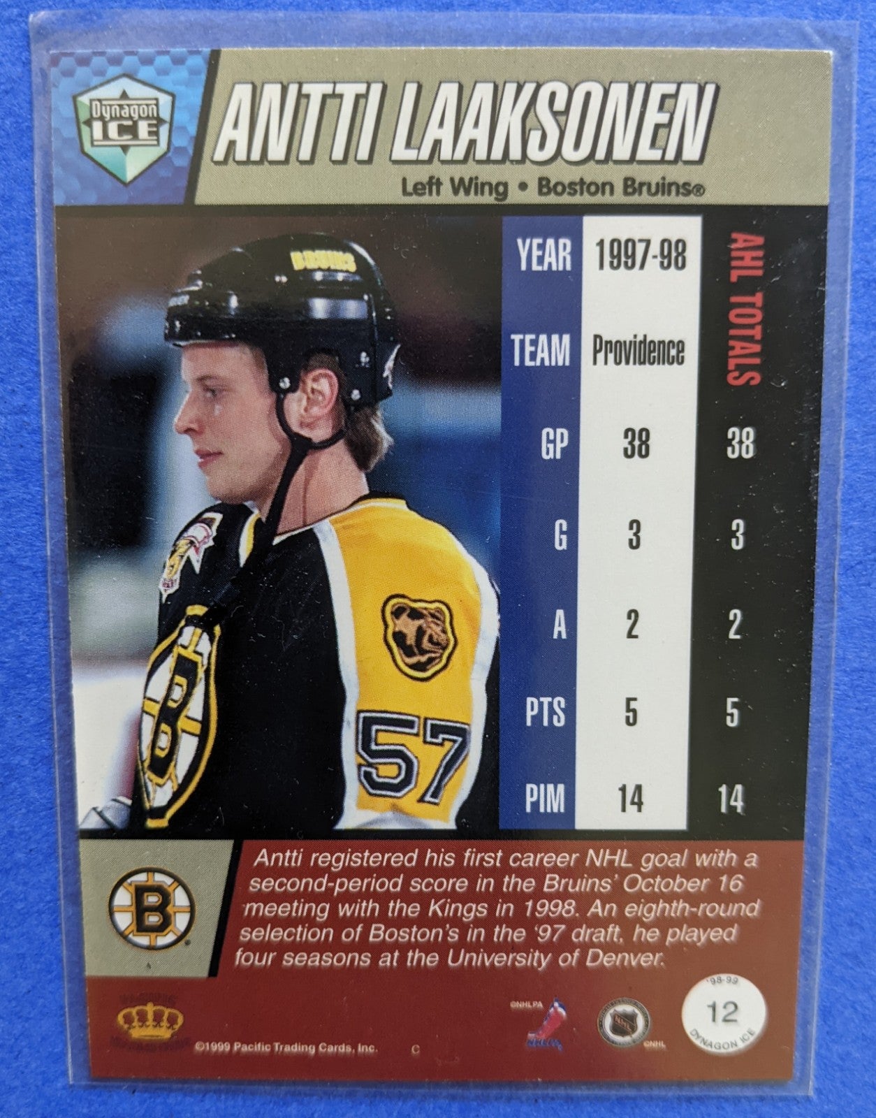 1998-99 Pacific Dynagon Ice - Antti Laaksonen RC #12