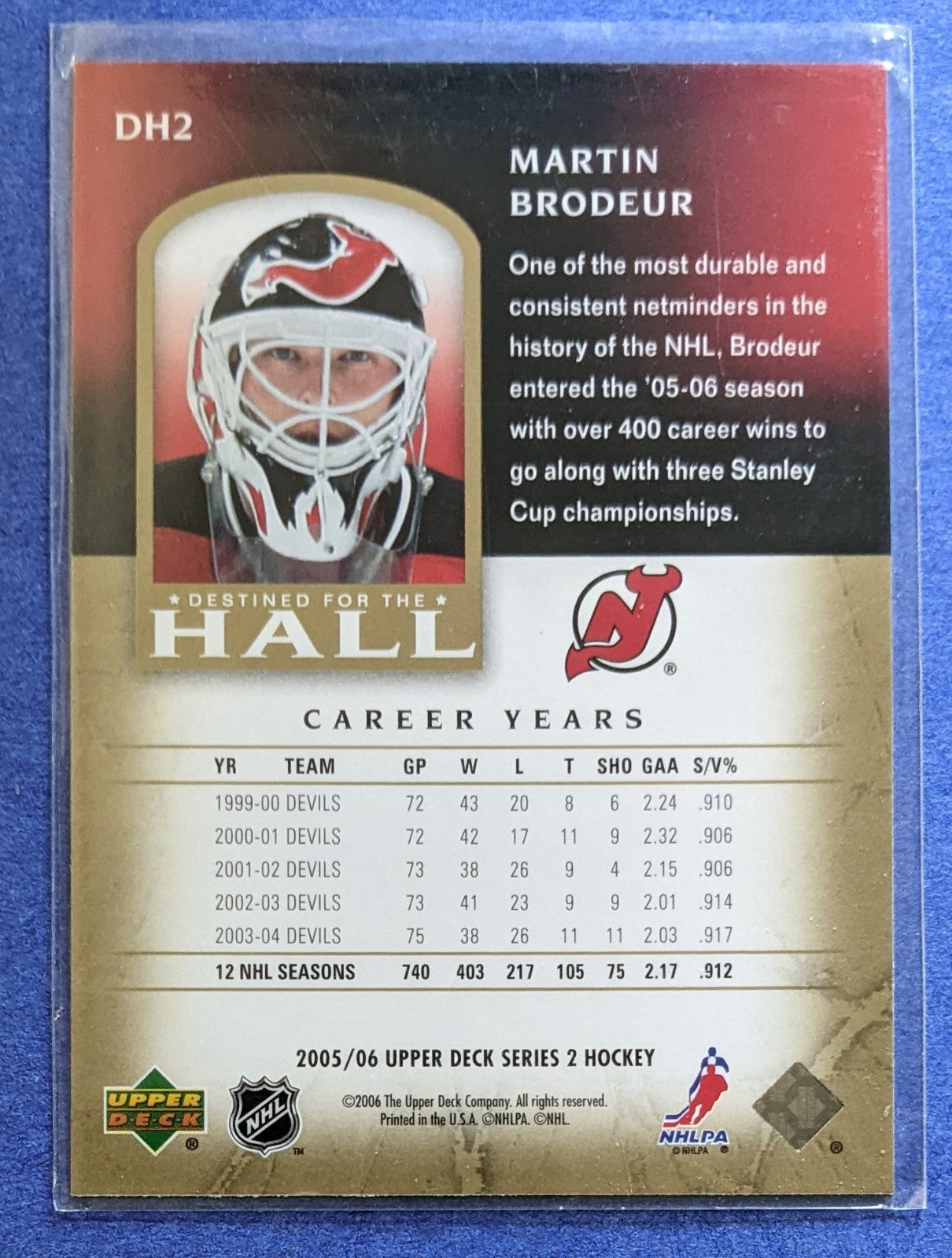 2005-06 Upper Deck Destined For The Hall - Martin Brodeur #DH2