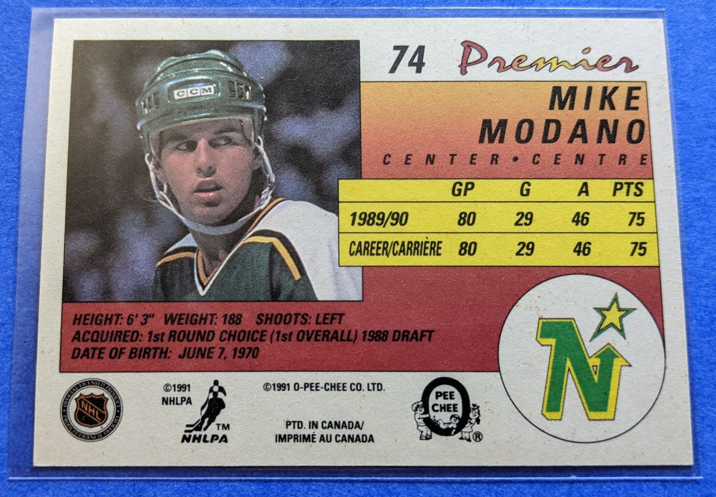 1990-91 O-Pee-Chee Premier - Mike Modano RC #74