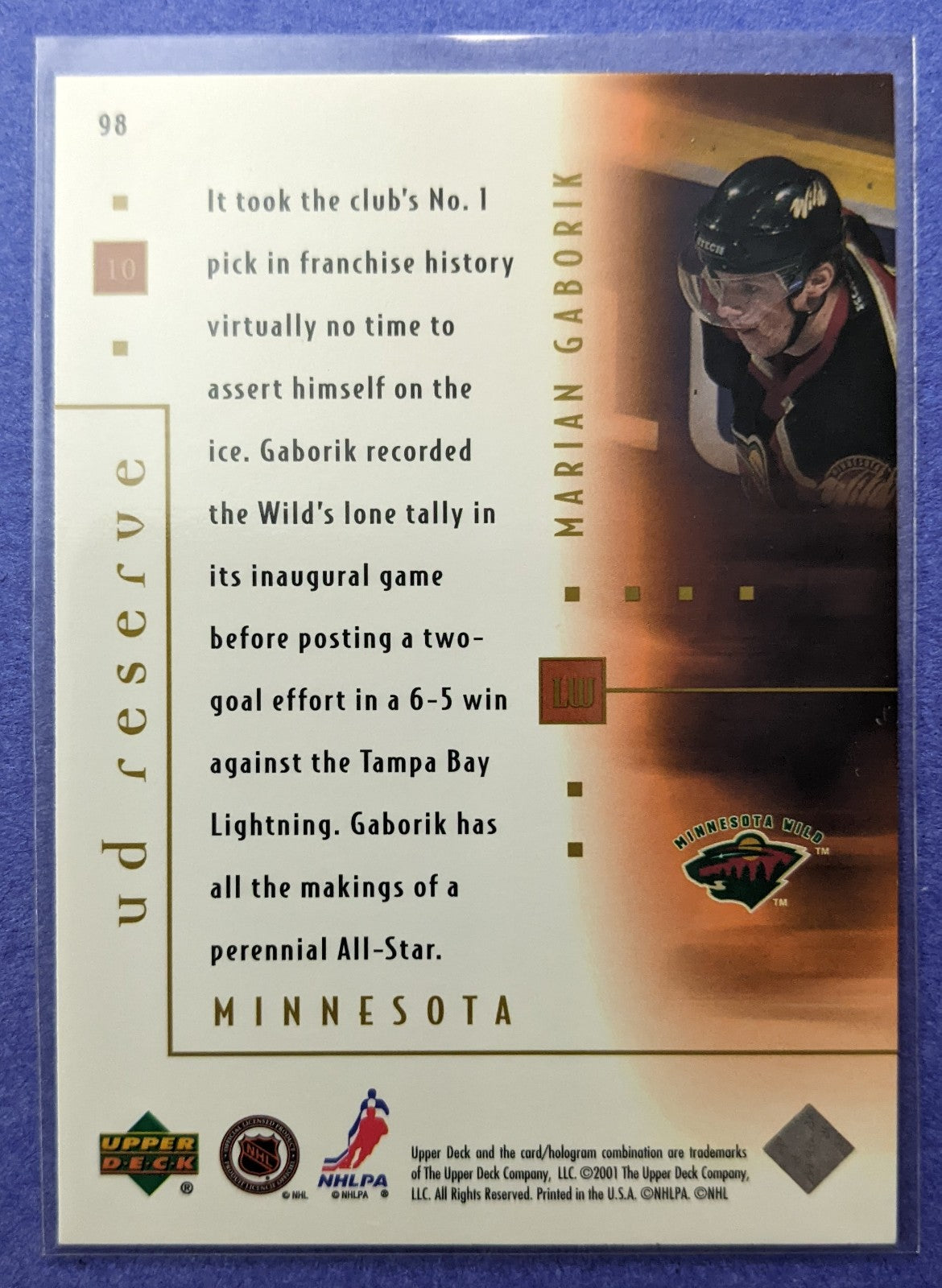 2000-01 Upper Deck Reserve - Marian Gaborik RC #98