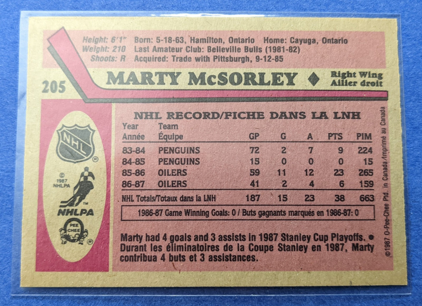 1987-88 O-Pee-Chee - Marty McSorley RC #205