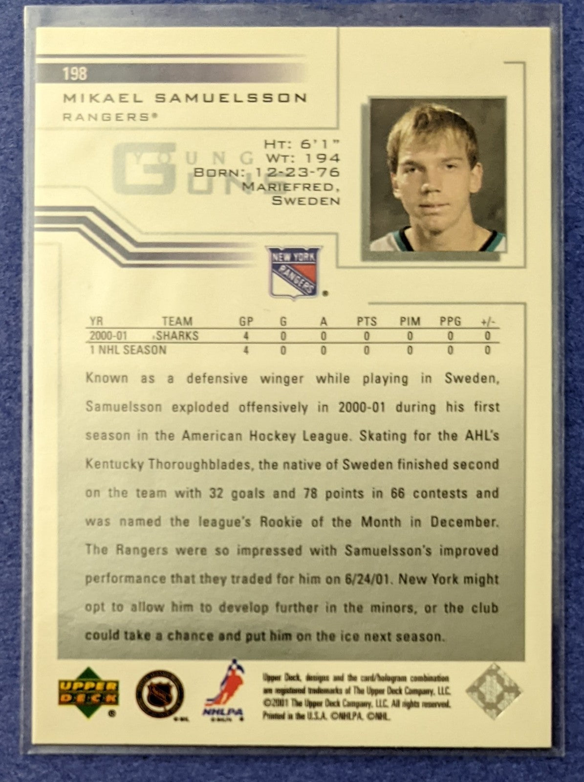 2001-02 Upper Deck - Mikael Samuelsson Young Guns RC #198