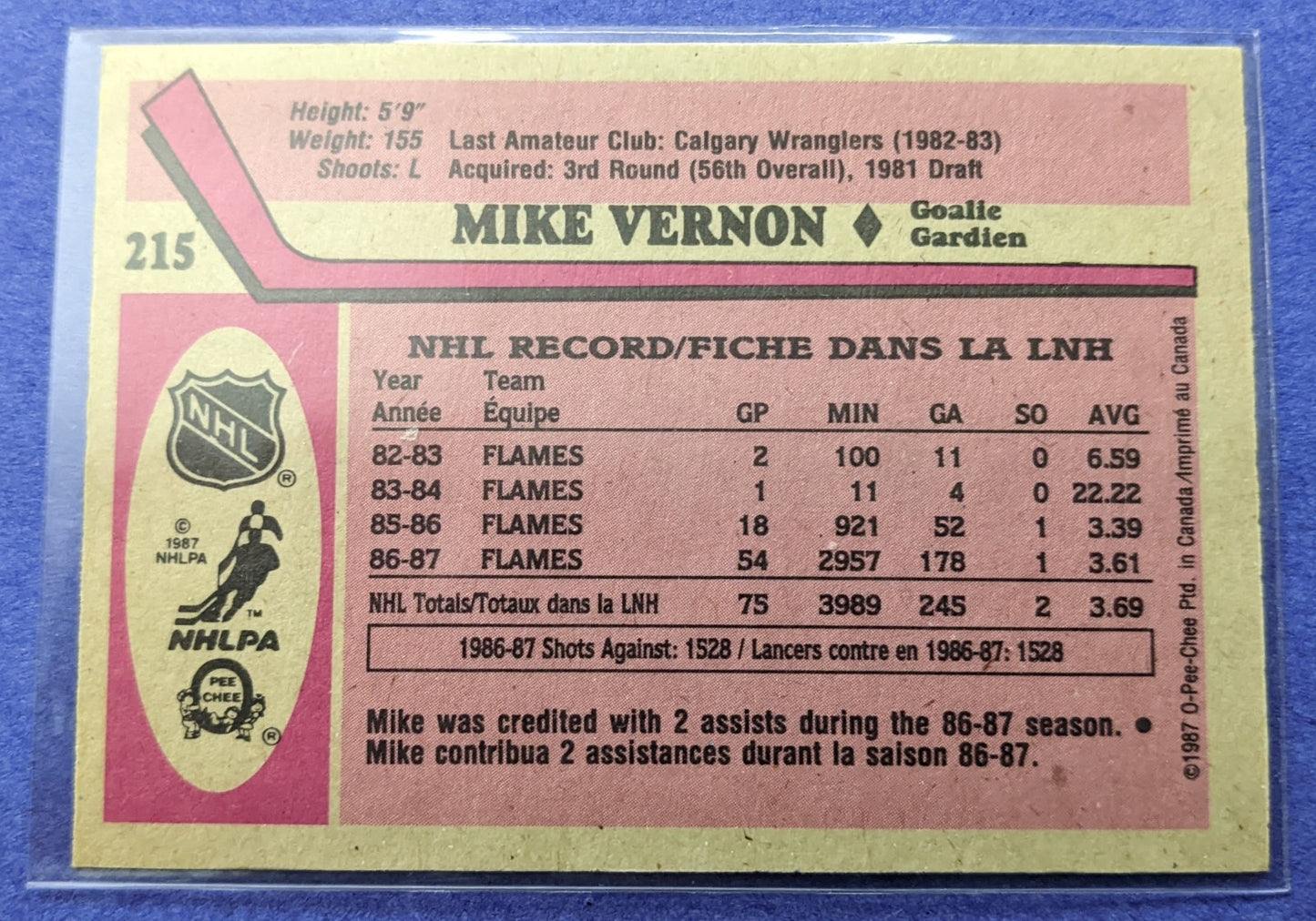 1987-88 O-Pee-Chee - Mike Vernon RC #215