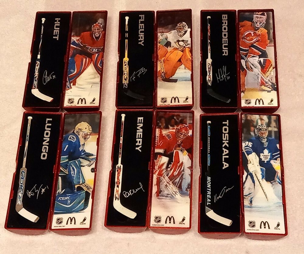 2008 McDonald's NHL Mini Sticks Goalie Edition - Complete Set of 6