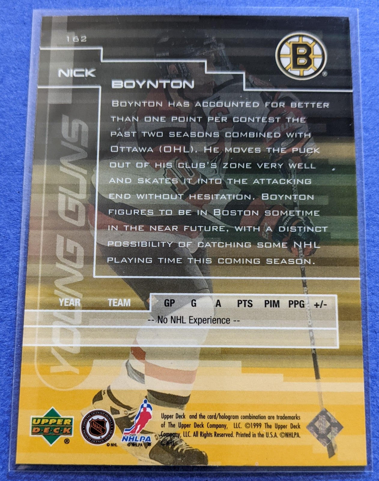 1999-2000 Upper Deck - Nick Boynton Young Guns RC #162