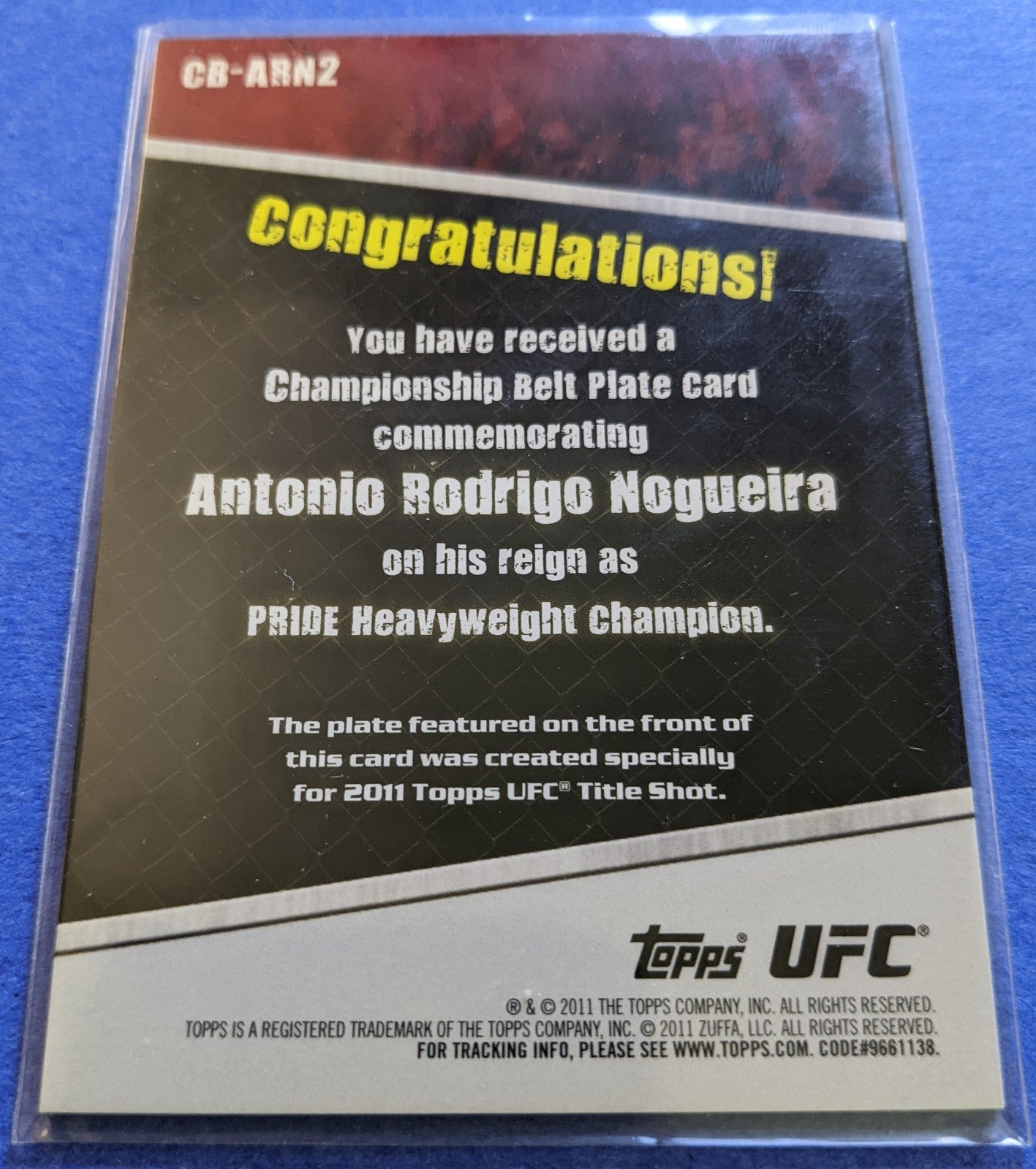 2011 Topps UFC Title Shot Championship Belt - Antonio Nogueira #CB-ARN2