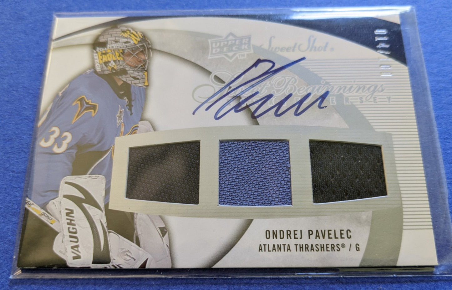 2007-08 Upper Deck Sweet Shot Auto Rookie Jersey - Ondrej Pavelec #118 (014/100)