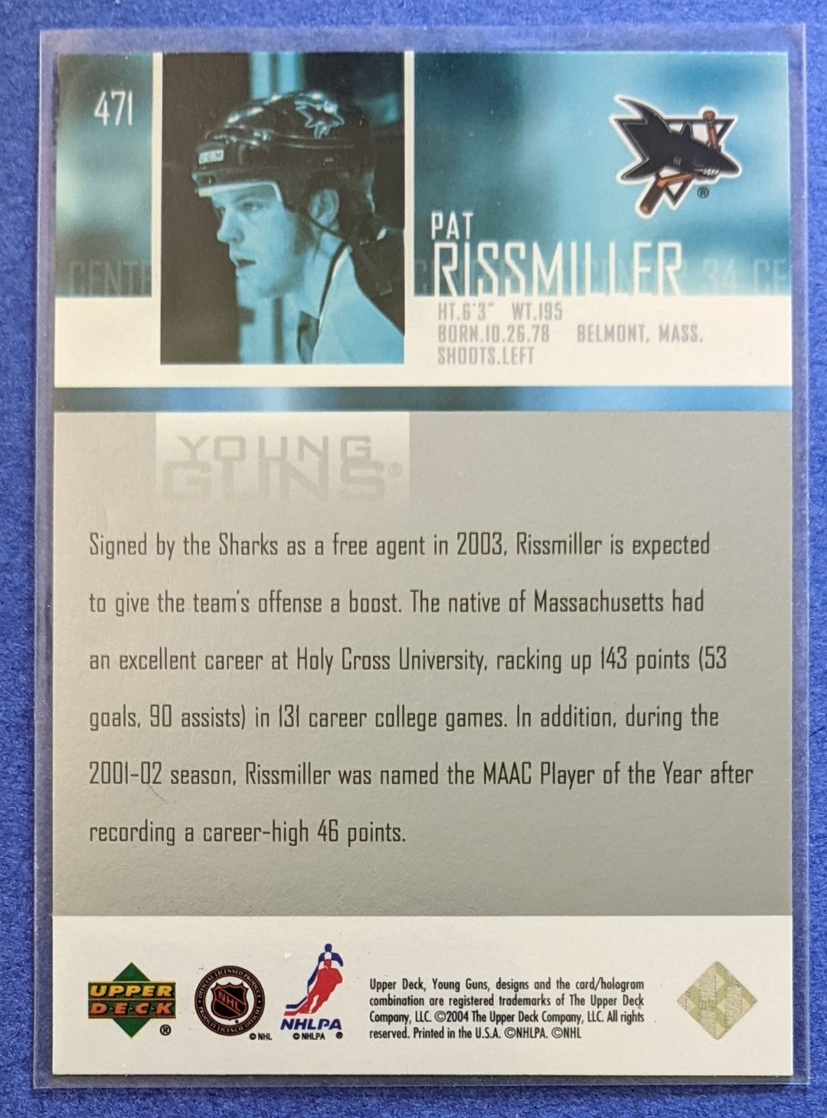 2003-04 Upper Deck - Pat Rissmiller Young Guns RC #471