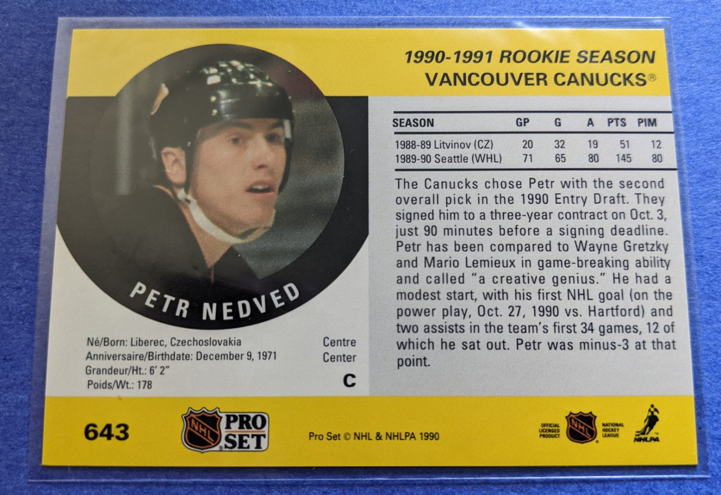 1990-91 Pro Set - Petr Nedved RC #643