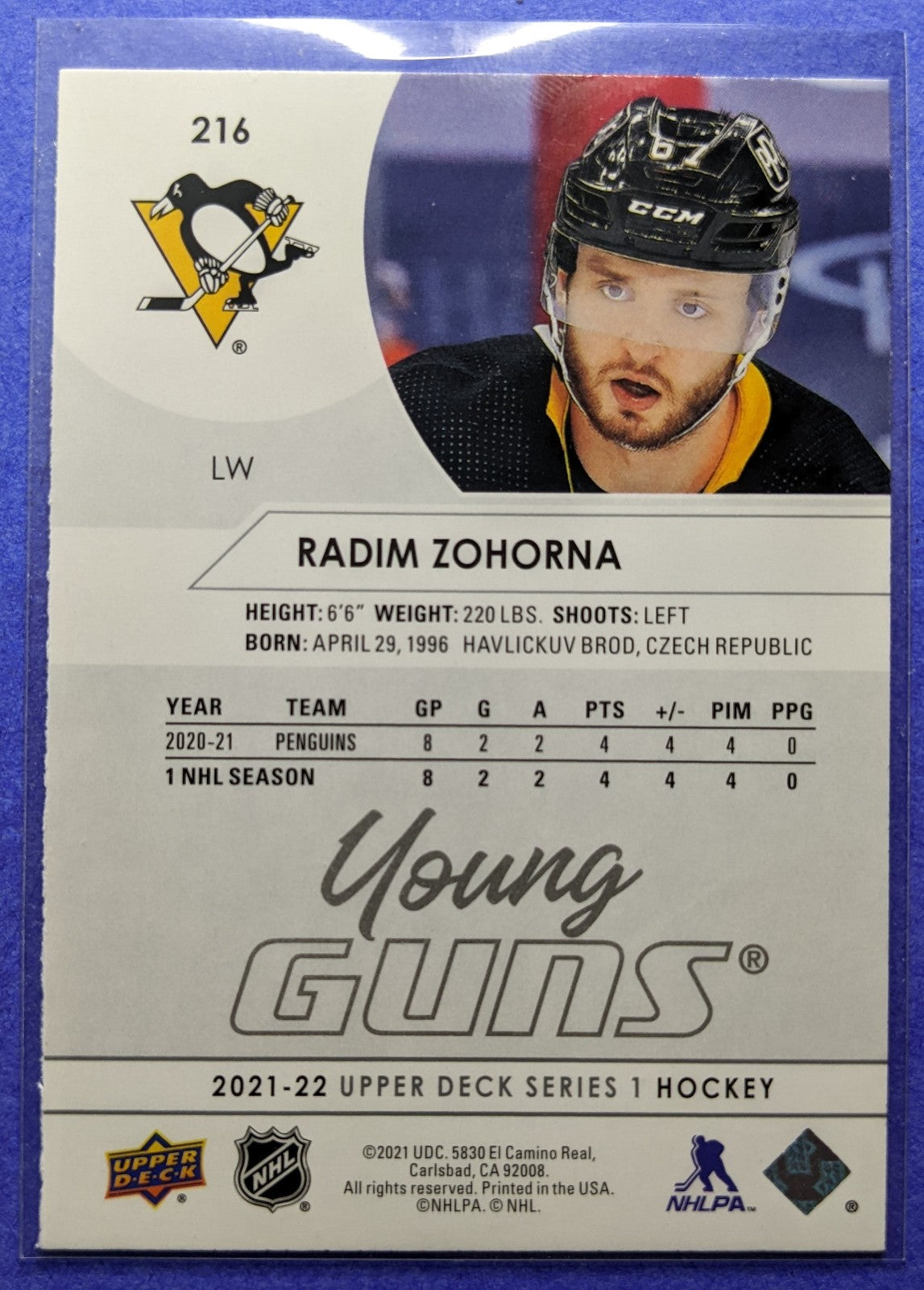 2021-22 Upper Deck - Radim Zohorna RC Young Guns #216