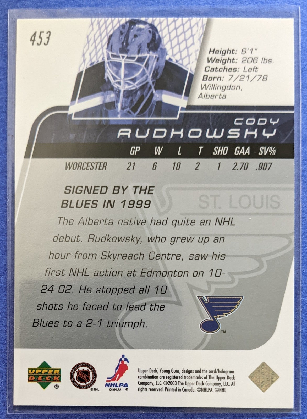 2002-03 Upper Deck - Cody Rudkowsky Young Guns RC #453