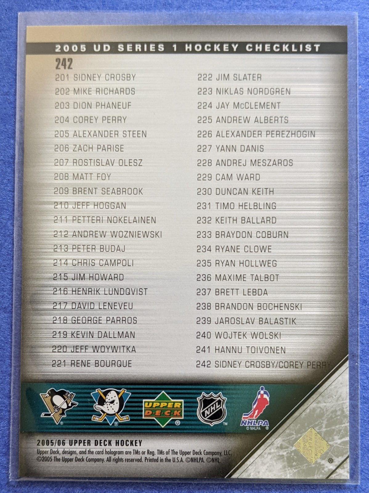 2005-06 Upper Deck - Young Guns Rookie Checklist #242 (Crosby/Perry)