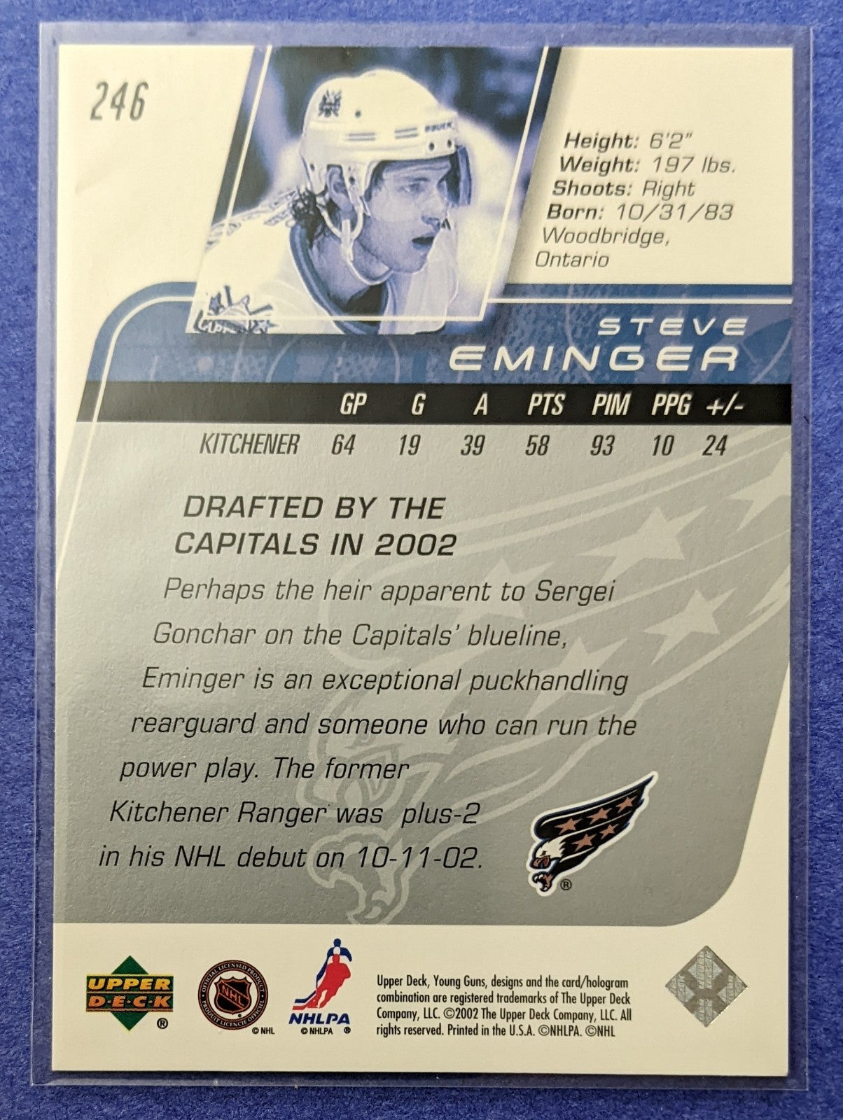 2002-03 Upper Deck - Steve Eminger Young Guns RC #246