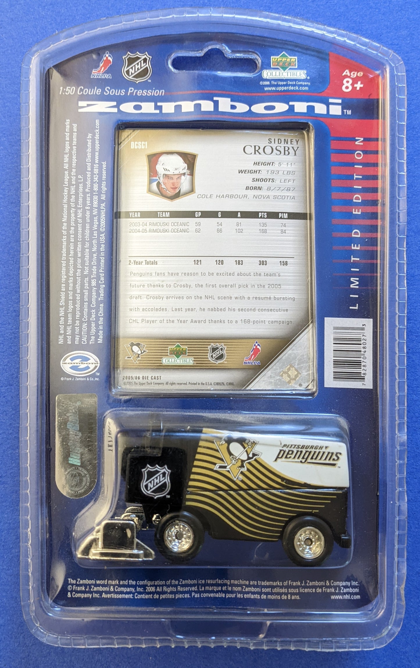 2005 NHL Upper Deck - Sidney Crosby #DCSC1 w/ Die Cast Zamboni