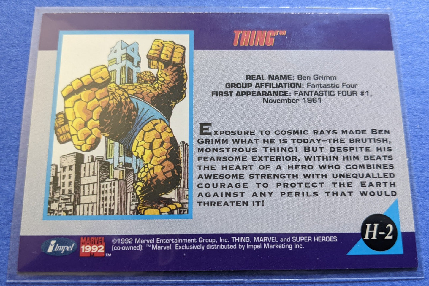 1992 Impel Marvel Universe - The Thing Hologram #H-2