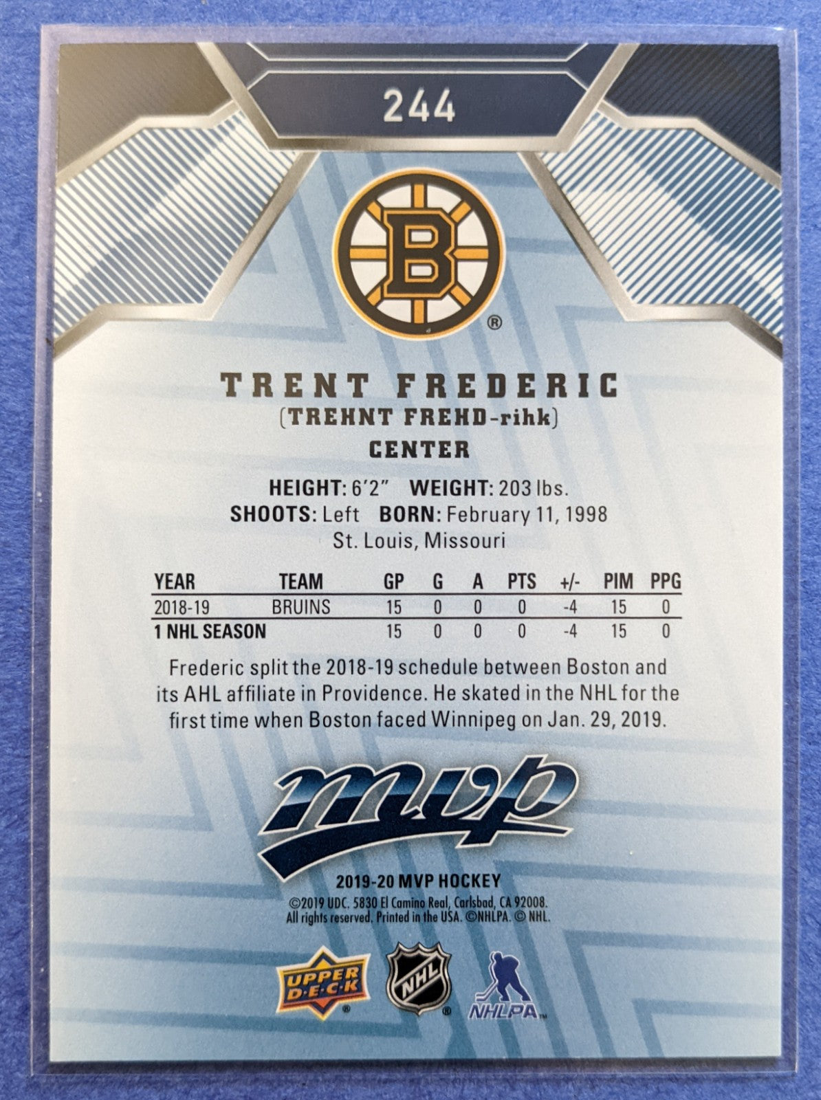 2019-20 Upper Deck MVP - Trent Frederic RC #244