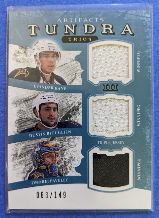 2011-12 Upper Deck Artifacts Tundra Trios - Kane/Byfuglien/Pavelec #TT3-WPG (063/149)