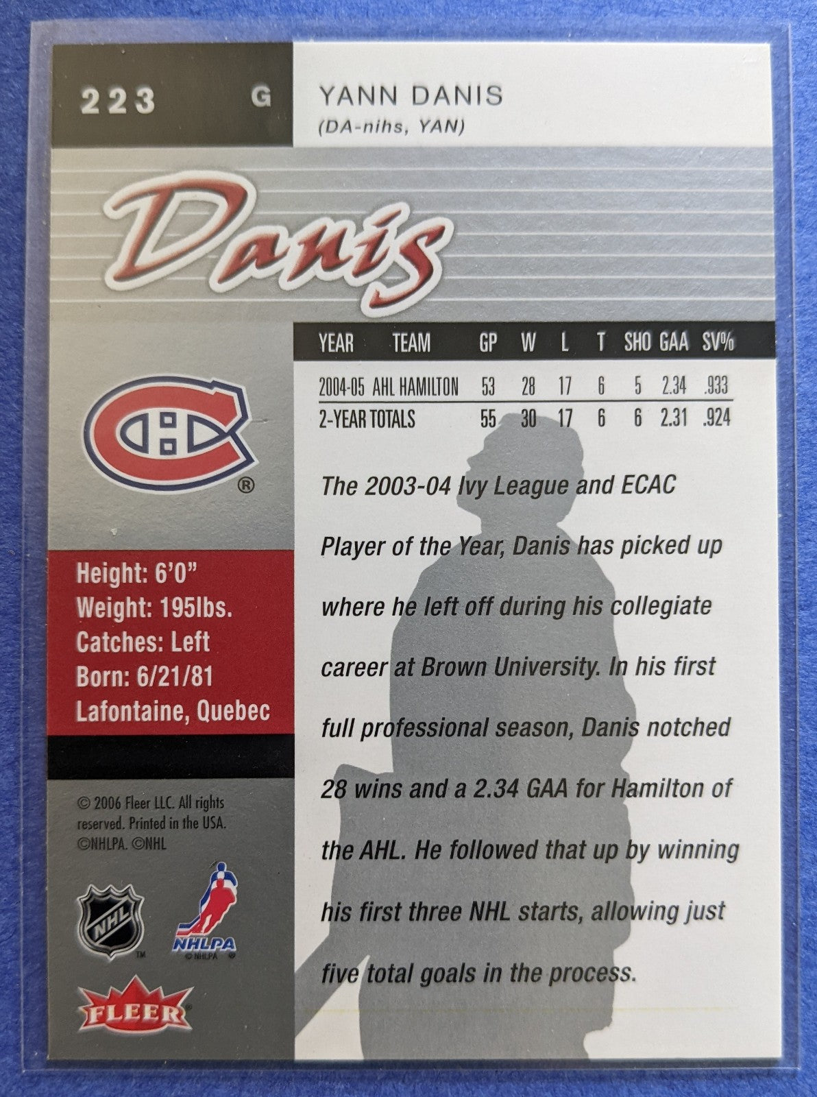 2005-06 Fleer Ultra - Yann Danis RC #223